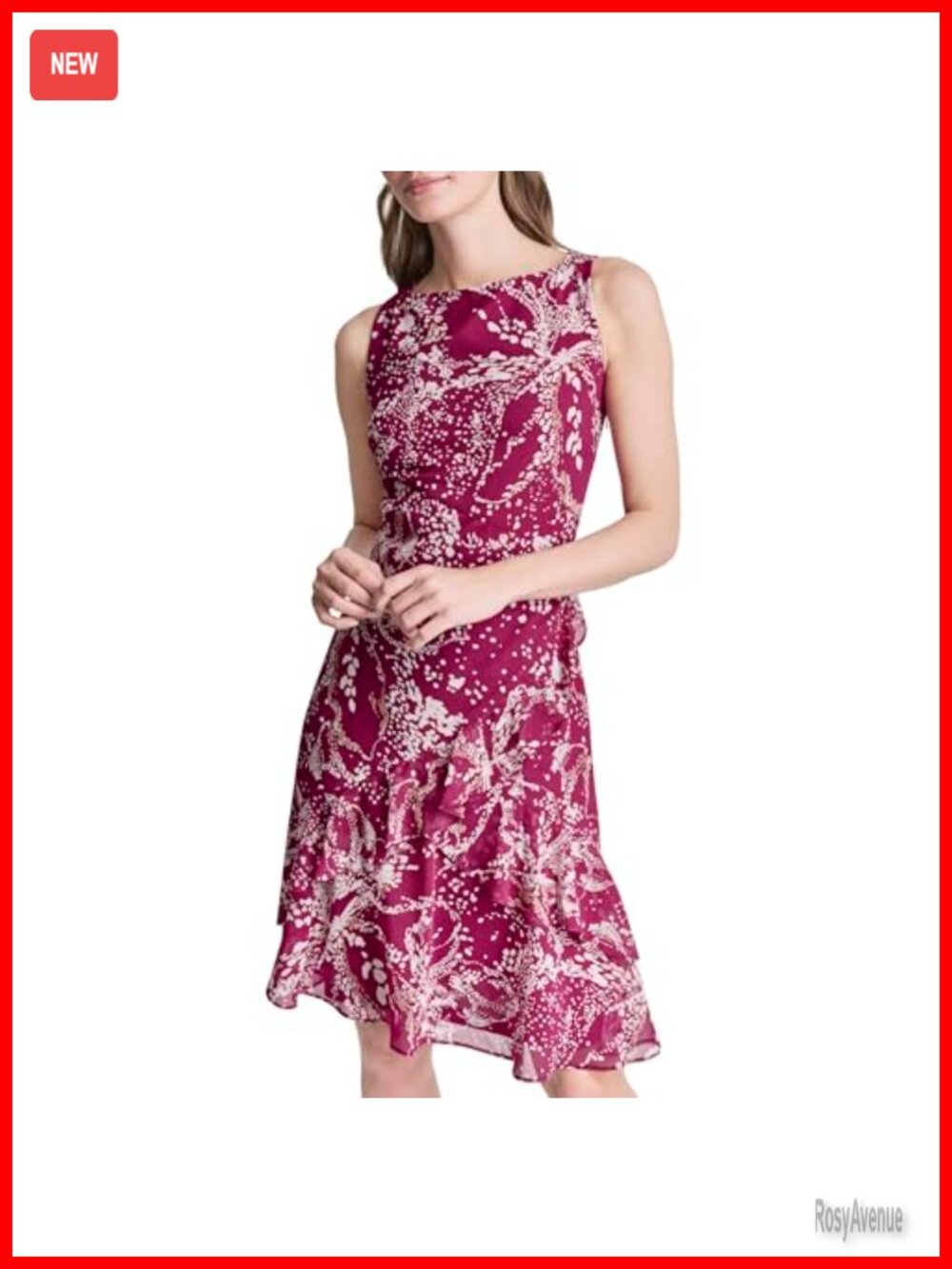 Sleeveless Jewel Neck Ruffle Hem Mini Dress Fit & Flare Casual